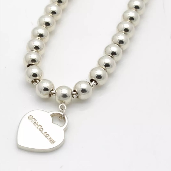 “Return to Tiffany & Co” Round Sterling Silver Beaded Bracelet With Heart Tag!!! - Picture 9 of 17